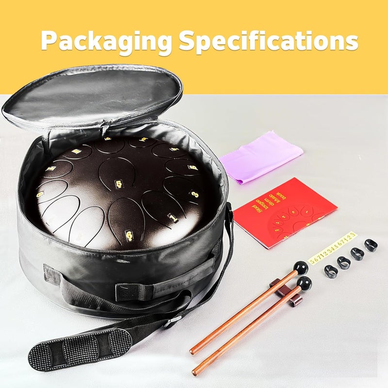 Regis Steel Tongue Drum 12 Inch 13 Notes C Major – Handpan Drum Percussion Instrument for Adults, Beginner Friendly Music Gift with Mallets, Music Book & Carry Bag (Bronze) - Image 4